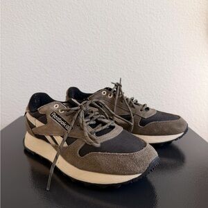 Reebok Black and Olive Green Sneakers (women size 7)